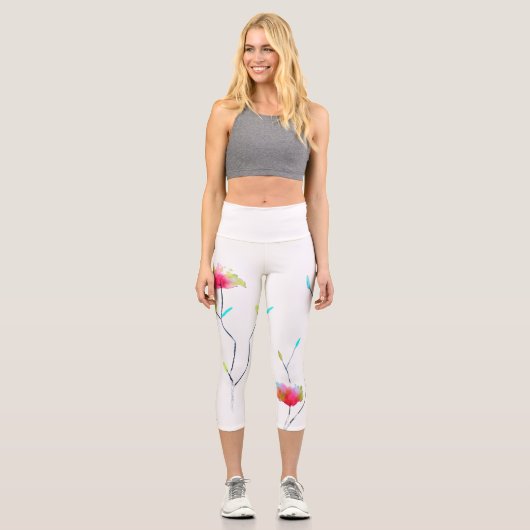 Moderne, blumengeschmückte, künstlerische und farb capri leggings (Vorderseite)