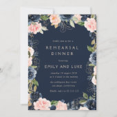 Moderne blumengeschmückte Marine und Abendessen mi Einladung (Vorderseite)