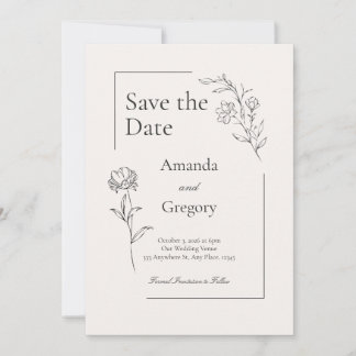 Moderne blumengeschmückte Save the Date Hochzeitse Einladung