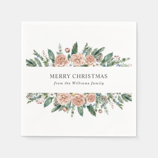 moderne, blumengeschmückte Weihnachtsnapkins Serviette (Vorderseite)