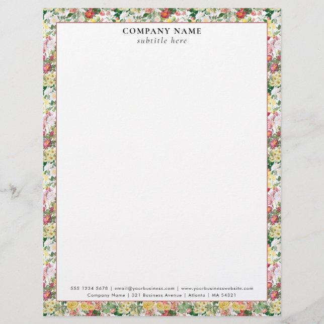 Moderne Blumengestaltung Rosen Muster Firmenname D Briefbogen (Vorderseite)