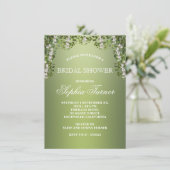 Moderne Blumengrün Bridal Dusche Einladung (Stehend Vorderseite)