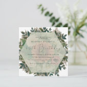 Moderne Blumengrün Geburtstagseinladung Feiertagskarte (Stehend Vorderseite)