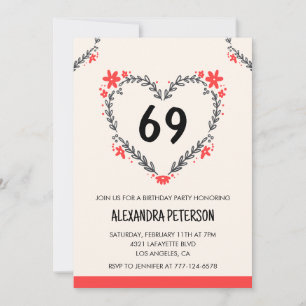 Moderne Blumenherzen für jeden Anlass zum 69. Gebu Einladung