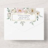 Moderne Blumenhochzeit All In One Einladung (Rückseite)