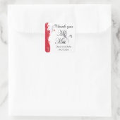 Moderne Blumenhochzeit | Deep Red and Silver Quadratischer Aufkleber (Tasche)