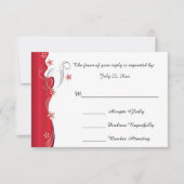 Moderne Blumenhochzeit | Deep Red and Silver RSVP Karte (Vorderseite)