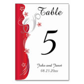 Moderne Blumenhochzeit | Deep Red and Silver Tischnummer (Rückseite)