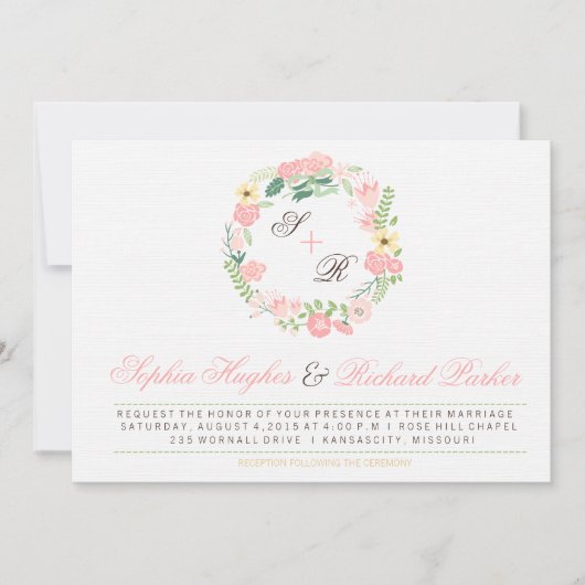 Moderne Blumenhochzeit Einladung (Vorderseite)