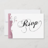 Moderne Blumenhochzeit | Pink Tourmaline & Silber RSVP Karte (Rückseite)