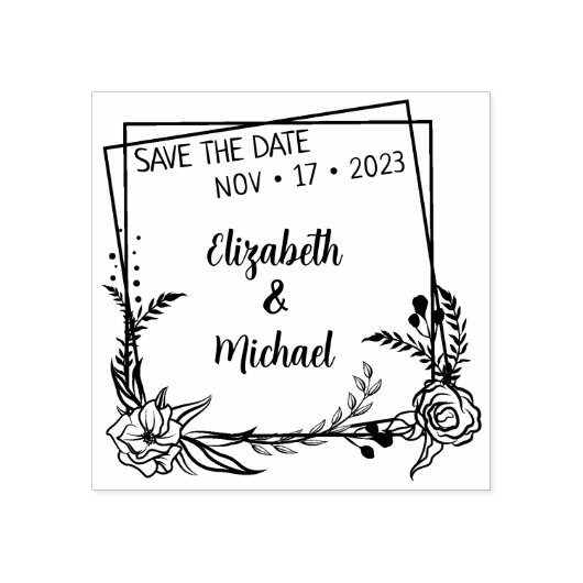 Moderne Blumenhochzeit Save the Date Gummistempel (Prägung)