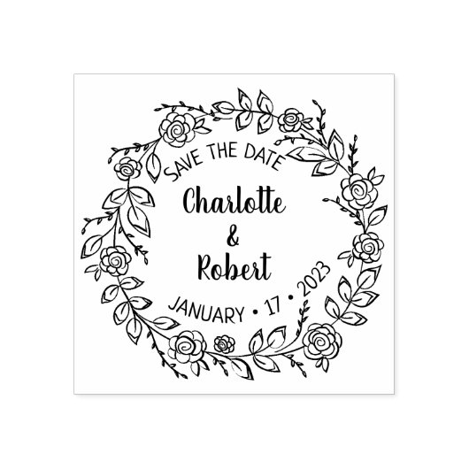 Moderne Blumenhochzeit Save the Date Gummistempel (Prägung)