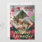 Moderne Blumenhochzeit Save the Date maßgeschneide Einladung (Vorderseite)