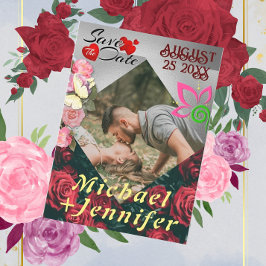 Moderne Blumenhochzeit Save the Date maßgeschneide Einladung