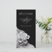 Moderne Blumenhochzeit Schwarz/Weiß (Stehend Vorderseite)