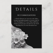 Moderne Blumenhochzeit Schwarz/Weiß Begleitkarte (Rückseite)