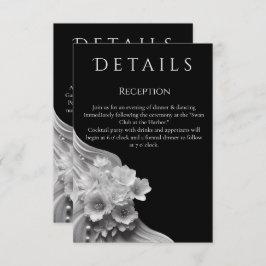 Moderne Blumenhochzeit Schwarz/Weiß Begleitkarte