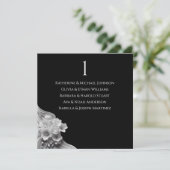 Moderne Blumenhochzeit Schwarz/Weiß Einladung (Stehend Vorderseite)