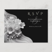 Moderne Blumenhochzeit Schwarz/Weiß Postkarte (Vorderseite)