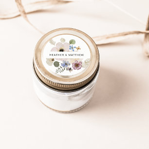 Moderne Blumenhochzeitsaufkleber Runder Aufkleber