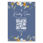 moderne Blumenkarte Qr Code blue nova Tischnummer (Rückseite)