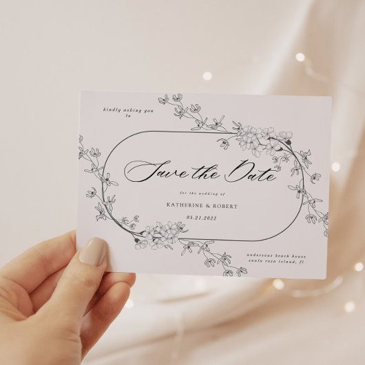 Moderne Blumenkarte Save the Date Postkarte