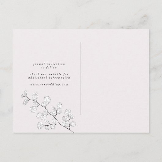 Moderne Blumenkarte Save the Date Postkarte (Rückseite)