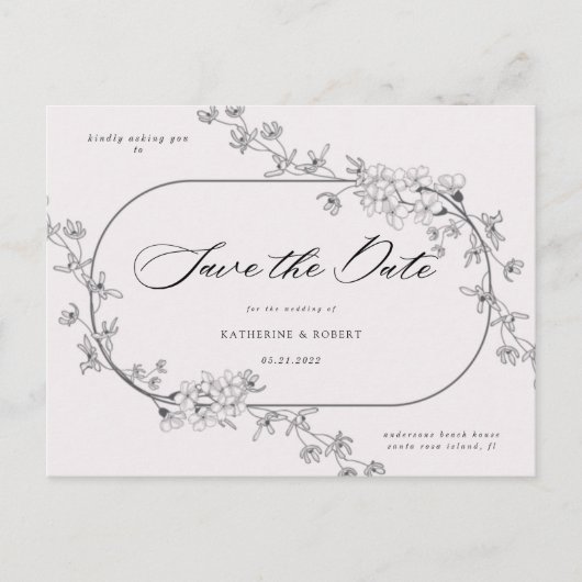 Moderne Blumenkarte Save the Date Postkarte (Vorderseite)