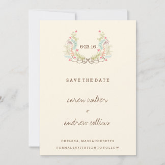 Moderne Blumenkleider Save the Date Karte