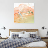 Moderne Blumenkoralle und Aqua Leinwanddruck (Insitu (Schlafzimmer))