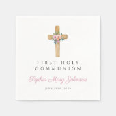 Moderne Blumenkreuz-Girl Erste Kommune Serviette (Vorderseite)