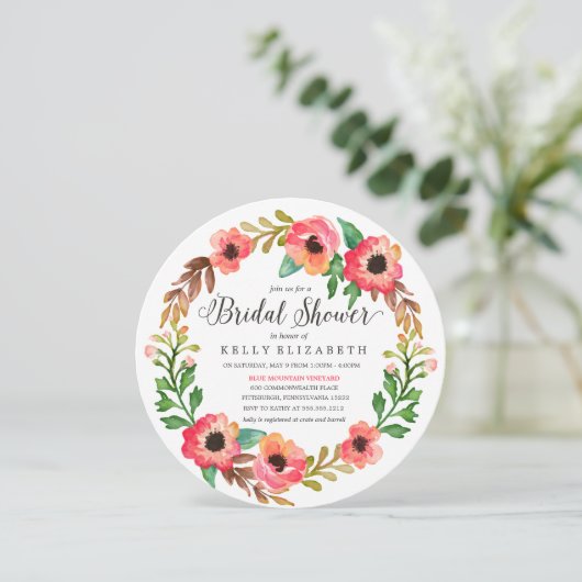 MODERNE BLUMENKRIEG Braun-Dusche Einladung (Stehend Vorderseite)