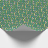 Moderne Blumenkrone auf grünem Geschenkpapier (Ecke)