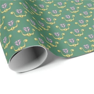 Moderne Blumenkrone auf grünem Geschenkpapier
