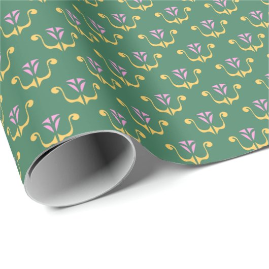 Moderne Blumenkrone auf grünem Geschenkpapier (Rolleneckpunkt)