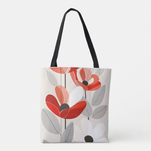 Moderne Blumenkunst Print Tasche (Rückseite)
