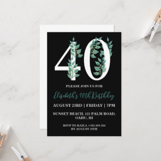 moderne Blumenladen zum 40. Geburtstag Einladung