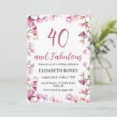 moderne Blumenladen zum 40. Geburtstag Einladung (Stehend Vorderseite)