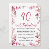 moderne Blumenladen zum 40. Geburtstag Einladung (Vorne/Hinten)