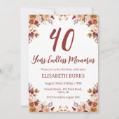 moderne Blumenladen zum 40. Geburtstag Einladung (Vorderseite)