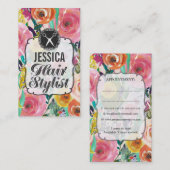 Moderne Blumenmalerei Haar Stylist Ernennung Terminkarte (Vorne/Hinten)