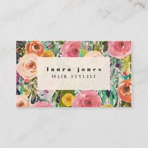 Moderne Blumenmalerei-Haar-Stylist-Schablone Visitenkarte