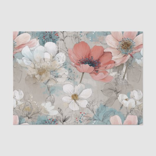 Moderne Blumenmischtechnik Seidenpapier (Vorderseite)