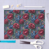 Moderne Blumenmuster in Edelsteinfarben Seidenpapier (Handwerk)