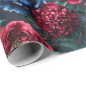 Moderne Blumenmuster in Juwelentönen Geschenkpapier (Rolleneckpunkt)