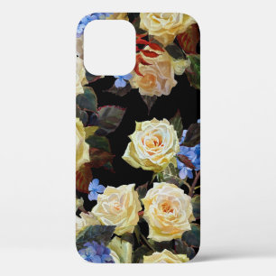 Moderne Blumenmuster, weiße Rosen, blaue Hortensie Case-Mate iPhone Hülle