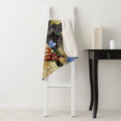 Moderne Blumenmuster, weiße Rosen, blaues Hydrange Sherpadecke (Beispiel)