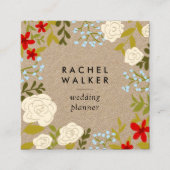 Moderne Blumenquadratische Planer-Visitenkarte Quadratische Visitenkarte (Vorderseite)