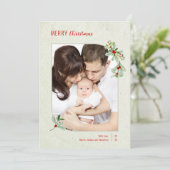 Moderne Blumenrahmen Frohe Weihnachtskarte Einladung (Stehend Vorderseite)