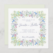 Moderne blumenreiche Hochzeit mit bohobolder Wasse Einladung (Vorne/Hinten)